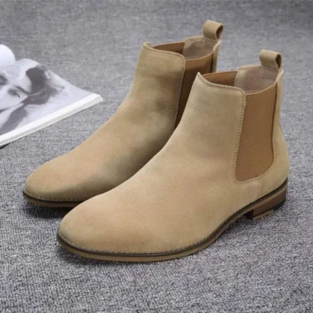 𝅺New Men's Slip-on Suede Boots - Camel